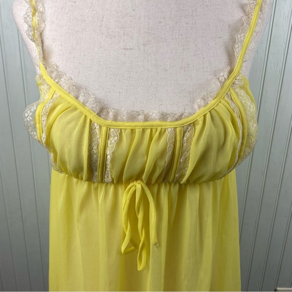 Vintage Y2K Victoria's Secret Babydoll Nightie Slip Chemise Top Yellow Small - Picture 6 of 13